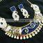 Dashing Blue Color Stone Gold Plated American Diamond Necklace Earrings Set
