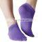 wholesale cotton anti slip yoga socks with toeless