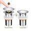 Sliver brass Chrome Basin Sink Waste Unslotted Modern Click Clack  Pop Up drain waste