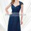 Navy Blue Mother Of The Bride Dresses Plus Size Lace Floor Length Vestido de festa Godmother Dresses Cap Sleeve