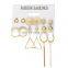 New creative 6 pairs of earrings, personalized large circle simple set earrings, fashionable exaggerated earring