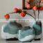 Modern New Chinese Green Ink Design Handmade White Ceramic Flower Vases for Porcelain home decor