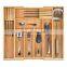Natural Bamboo Kitchen Drawer Organizer Cutlery Tray Wood Flatware Silverware Tableware Organizer