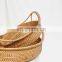 Set Of 2 Woven Rattan Tray with Handle, Wicker Fruit tray Natural Tray Basket Wholesale Handwoven