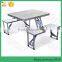 Collapsible Folding High Impact Aluminum Camping Picnic Table with Comfortable Chairs Built-in