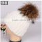 12-15cm 100% real raccoon fur pom poms with snap button for beanie hat