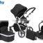 Aluminum Frame Baby Stroller 3 in 1,Pushchair+Sleeping Basket+Car Seat