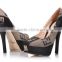 Fashion elegant high quality black leather high heel shoes 2016
