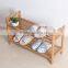 2tiers self-assembly DIY shoe racks,potable bamboo shoe organzier