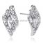 Women 18k Gold Plated Earrings Magnetic Rhinestone Wing Stud Earring