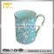 china suppliers glazed flower enamel mug, handleless ceramic glazed mug, china printed mug