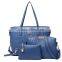 High quality pvc material woven black leather set handbag murah