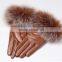Haining Genuine Sheep Leather Winter Gloves With Fox Fur Cuffs