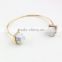 Wholesale new arrival gold plated white and green turquoise square cuff bangle