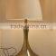 Luxembourg thicken chrome base gold mirrored table lamps with white barrel fabric lamp shade CE certificate