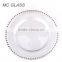Hot Selling Wedding Decoration Gold Silver Beaded Glass Charger Plate