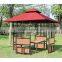 Derong DR-1120A home gazebo parts with iron frame and plastic wood cahir and table garden patio furniture