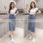 Wholesale Knee Length Denim Skirt Elastic Denim Long Fishtail Women Denim Long Skirt