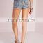 Women Ripped Hem High Waisted Denim Shorts Wholesale