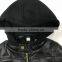 children pu jacket with knitted hood