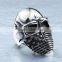 Mens Punk Goth Skull Ring Patriotic Stars Stripes Honor American Flag Bandit Biker Stainless Steel Ring Size 8-14