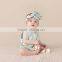 Mint Baby Girls Clothes Pom Pom Romper Aqua 2pc/Set Birthday Outfit Baby Girls Playsuit