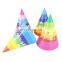 Nice quality rainbow color paper cone hat for birthday party