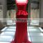 1A102 Red Sash Satin Flower Beaded Column Back See Through Evening Dress Prom Dress