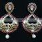 Purple Heart-In- Drop Beautiful Collection Gold Plated Cubic Zerconia Party Wear Earrings Set in Color