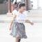 2019 Fly Sleeve White Round Neck T-shirt & Plaid Ruffle Skirt Girls Cotton Outfit 2pcs set