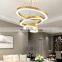 Modern Brass LED Round Ring Chandelier Gold Stainless Steel Pendant Light Chandelier