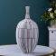 Novelty Large Black And White Lines Polishing Ceramic Olive Vase For Hallway Decoration