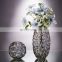 Luxury Modern Glass Gold Line Plated Colored Crystal Flower Vase For Home Decoration