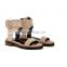 2019 unique design fashion women high quality suede strappy flat covered buckle stacked heel leather sandals shoes