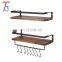 Rustic Wood Wall Floating Farmhouse Entry Shelf Rack With Hooks