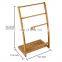 Fancy eco-friendly bamboo 3 tiers towel rack bathroom standing drying towel rack