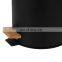 New design concept of 2021 wooden cover iron black cushioning household pedal bin