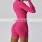 Front Zipper Onesie Hot Sale Shorts Jumpsuits Women Sweat Wicking Tight Long Sleeve Gym Rompers
