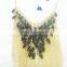 FACHION FACETED BEADED METAL CHAIN TASSEL NECKLACE EARRING SET