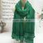 High Grade Large Long Solid Plaini Eyelash Lace Brim 100% Real Silk Scarves for Women