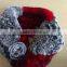 Hot selling colorful real rex rabbit fur scarf with rose flower