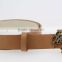 Women's designer dress belt with PU leather belt rhinestone leaf shape