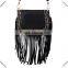 STUDDED FAUX LEATHER FRINGE MESSENGER BAG