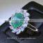 11x9 MM Green Star Sapphire Ring Lab-Created Sterling Silver 92.5 Size 7