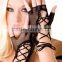 Black Lace Up Wrist Fishnet Gloves Women Sexy Wedding Halloween Party