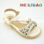Girls Solo Flat Headed Shoes with Flowers for Decortaion