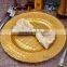 Wholesale Cheap Elegant Events Catering Square Design Gold Glass Wedding Charge Plate