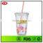 Bpa Free double wall clear plastic tumblers with straw 16 oz