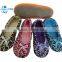 Lady Fashion Customized Winter Warm Dotted Fabric Sole Cheap Dance Ballet Slippers
