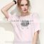 cute young girls white pink t-shirt printed t-shirt custom OEM animal print t shirts